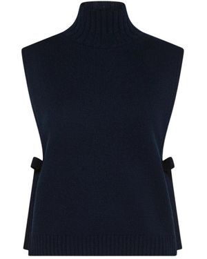 Seventy Truien & Vesten ,Blauw ,Wol Gilet Met Strikjes