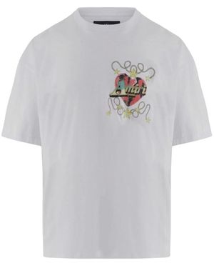 Amiri Tops ,Wit ,Katoen T-Shirt Met Korte Mouwen - Grijs
