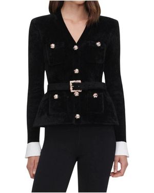 Self-Portrait Chenille Gebreide Cardigan - Zwart