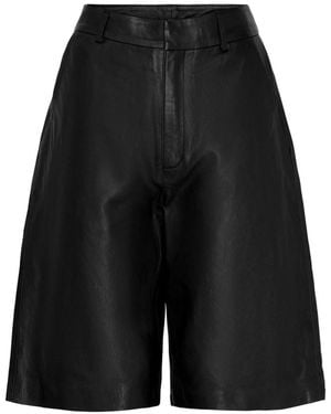 Notyz Bermuda Leder-Shorts - Schwarz