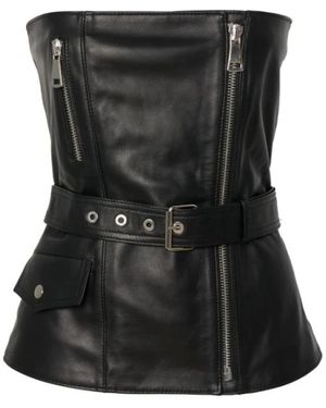 Manokhi Tops ,Zwart ,Leer Top