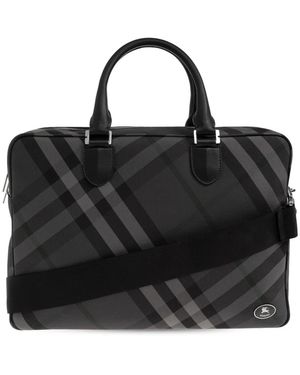 Burberry Tassen ,Grijs ,Leer Grid Aktetas - Zwart