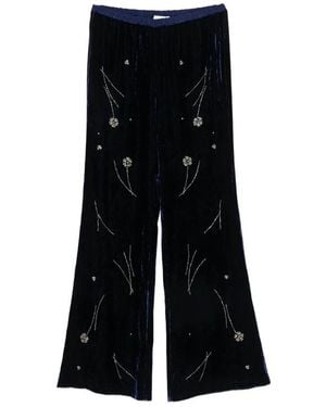 forte_forte Broeken ,Blauw ,Notte Wijde Pijpen Broek - Zwart