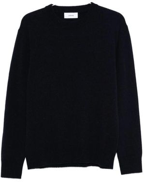 Lardini Truien & Vesten ,Blauw ,Wol Ribgebreide Trui Met Ronde Hals - Zwart