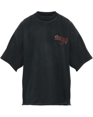 Represent Tops ,Zwart ,Katoen T-Shirt Met Een Kleurrijke Print
