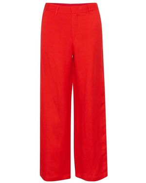 Cream Wide Trousers - Red