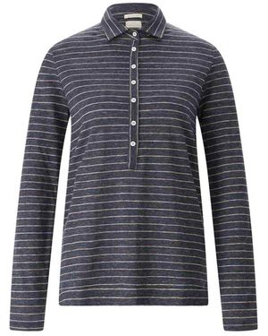 Massimo Alba Gestreept Linnen Poloshirt - Blauw