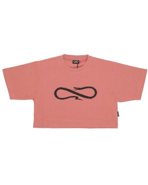 Propaganda Tops ,Roze ,Katoen Vrouw Logo Croptop Tee Klei