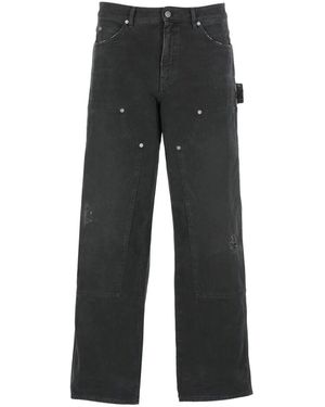 Golden Goose Schwarze baumwolljeans mit stern-logo - Grau