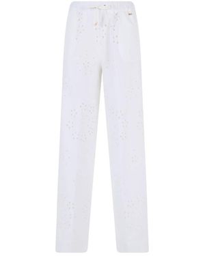Herno Broeken ,Wit ,Katoen Straight Lace Sangallo Broek