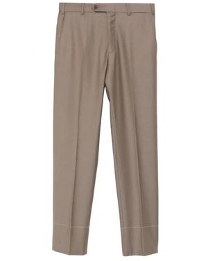 Brioni Broeken ,Bruin ,Katoen Tigullio Broek Met Geperste Vouw - Grijs