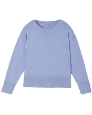 Oltre Viskosemischungs-Pullover Mit Schmuckknöpfen - Blau