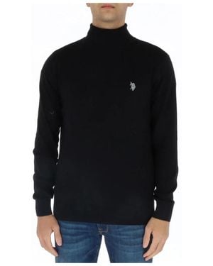 U.S. POLO ASSN. U. Polo Assn. ,Truien & Vesten ,Zwart ,Katoen Mock Neck Sweater Klassieke Stijl