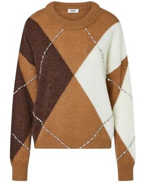 Liu Jo Argyle-Pullover Mit Schmuckstein-Stickerei - Braun
