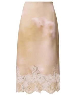Fabiana Filippi Midi-Rok Met Kanten Rand - Naturel