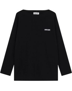 Miu Miu Wollpullover Mit Logo-Schriftzug - Schwarz