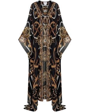 CAMILLA Maritimer seidenkimono mit kristallakzenten - Schwarz