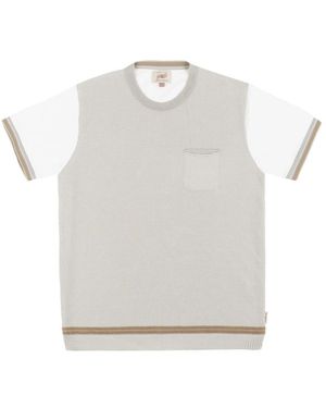 Bob Ronde Hals Korte Mouw Gebreide Top Met Zak - Wit