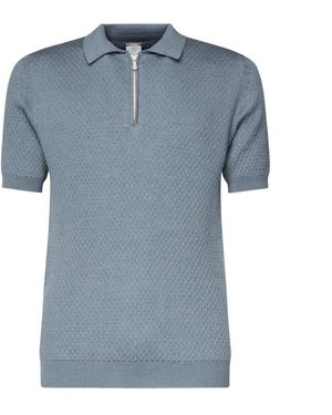 Eleventy Blaues poloshirt mit reißverschluss