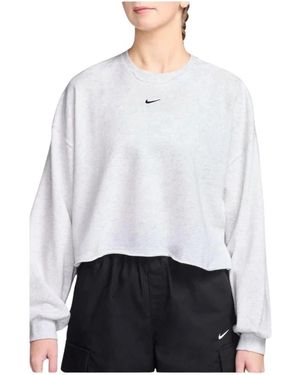 Nike Fitness ,Wit ,Katoen Chill Terry Oversized Crew-Neck Sweatshirt