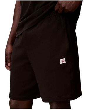 Calvin Klein Cotton Terry Badge Jogger Shorts - Rood