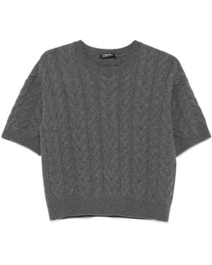 Max Mara Grijze Cable Knit Sweater - Grijs