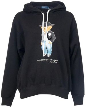 Polo Ralph Lauren Hoodies & Sweatvesten ,Zwart ,Katoen Holiday Polo Bear Hoodie - Blauw