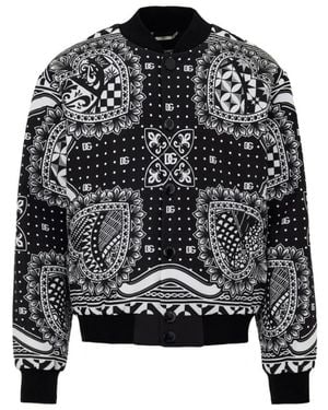Dolce & Gabbana Printed Bomber Jacket - Zwart