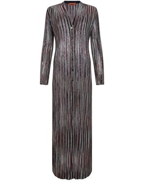 Missoni Gestreifte Strickjacke Mit V-Ausschnitt - Grau