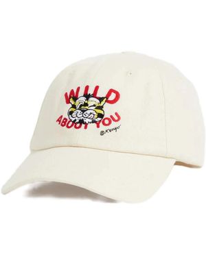 KENZO Accessoires ,Katoen Wild Tiger Geborduurde Cap - Wit