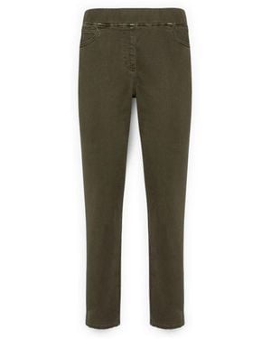 Elena Miro Slim-Fit Baumwollmischung Drill Hosen - Grün