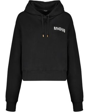 Balmain Hoodies & Sweatvesten ,Zwart ,Katoen Logo Hoodie