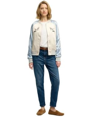 Superdry Jassen ,Wit ,Katoen Sukajan Geborduurde Bomberjack - Blauw