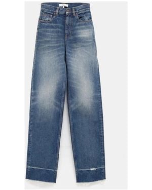 Chloé Jeans ,Blauw ,Katoen Straight Jeans Met Rafelzoom