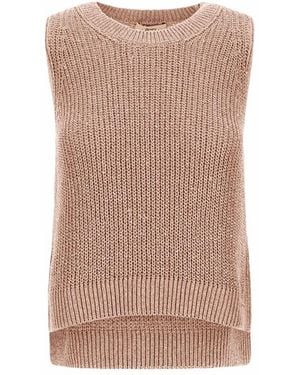 Herno Roze Crew Neck Mouwloze Sweater - Bruin