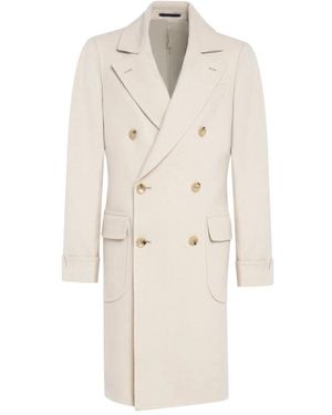 Franzese Collection Double-Breasted Coats - Natural