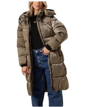 Calvin Klein Glänzende Lange Pufferjacke - Schwarz