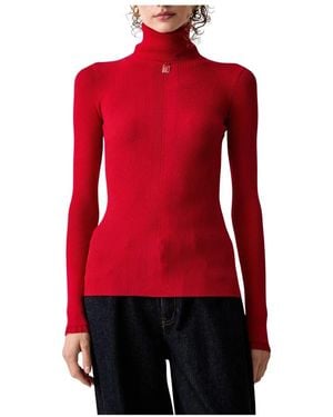 Elisabetta Franchi Gerippter Pullover Mit Logo-Plakette - Rot
