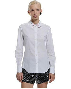 Vivetta Overhemden ,Wit ,Shirt Met Geborduurd Kraagje - Grijs