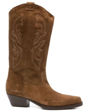 Ba&sh Braune Western-Stitching Niedrige Absatzschuhe