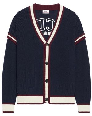Gcds Blauw Gestreepte V-Hals Trui