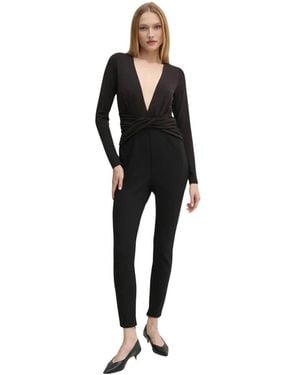 Michael Kors Jumpsuit Van Stretch Mat Jersey Met Plooi - Zwart