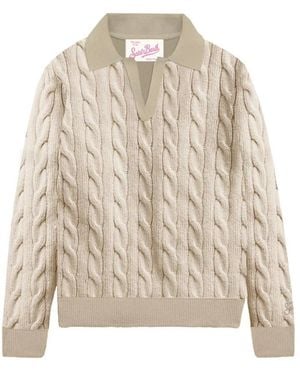 MC2 Saint Barth V-Neck Knitwear - Natural