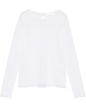 Roberto Collina Truien & Vesten ,Wit ,Polyester Geribbelde Viscose Trui