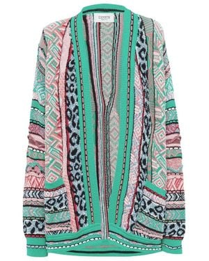 Laneus Multi-Thread Jacquard Over Cardigan - Groen