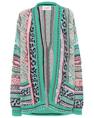 Laneus Multi-Thread Jacquard Over Cardigan - Groen