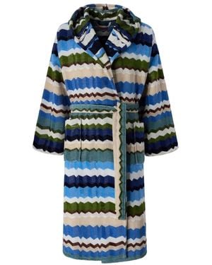 Missoni Nachtkleding ,Veelkleurig ,Katoen Eva Badjas Met Capuchon - Blauw