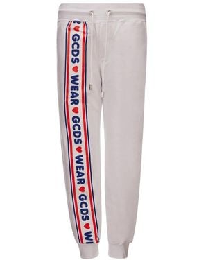 Gcds Jogging White Sweatpants With Logo - Gray
