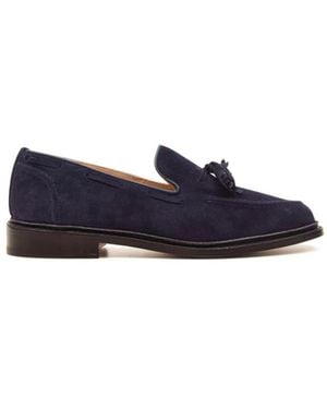 Tricker's Schoenen ,Blauw ,Leer Suede Moccasin