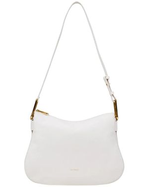 Coccinelle Weiße Leder-Schultertasche Mit Reißverschluss